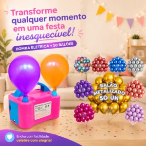 220V Inflador Bomba Elétrica Bexigas Balões 2 Bicos Festa Balões Brilhantes