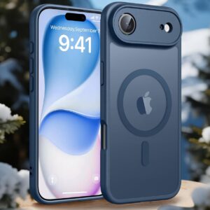 Capa para iPhone 17 Air, [compatível com MagSafe] [proteção militar contra quedas] Capa protetora de celular à prova de choque fina translúcida fosca para iPhone 17 Air de 6,6 polegadas (azul)