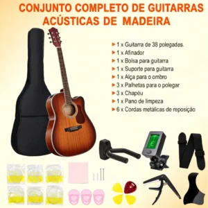 Kit de Violão Acústico 38 Polegadas - Ideal para Prática de Iniciantes