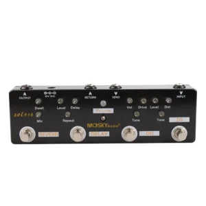 Pedal Multi-Efeitos MOSKY 5 em 1 para Guitarra – Distorção, Delay, Reverb, Overdrive com FX Loop, Carcaça Metálica,