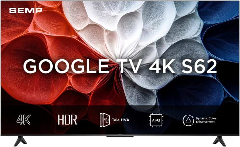 Smart TV 4K UHD SEMP 43" 43S62 | Google TV, Google Assistente, Comando por Voz, Googlecast Integrado, Design Sem Bordas, Dolby Audio