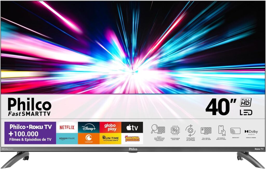 Smart TV LED Philco 40" | Roku TV, Dolby Audio, PTV40M9GR2CGB