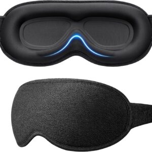 Máscara de Dormir 3D Blackout Confortável Sem Pressão nos Olhos – Espuma de Memória Macia, Bloqueio de Luz Total, Ajustável para Sono Profundo, Viagem, Descanso e Relaxamento