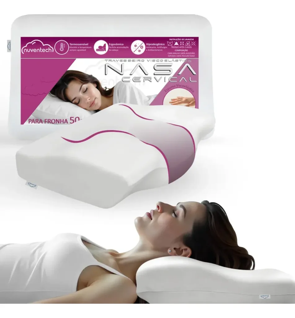 Travesseiro Nasa Viscoelástico Cervical Anatomico Ortopédico