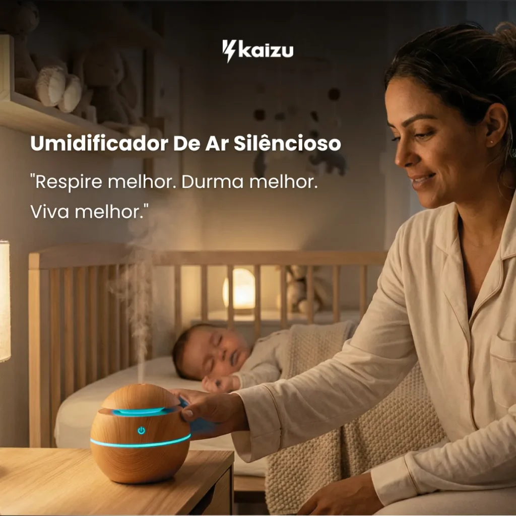 Umidificador Purificador De Ar Ambiente Kaizu Ultrassônico Silencioso Eletrico Usb Bivolt Climatizador Para Quarto